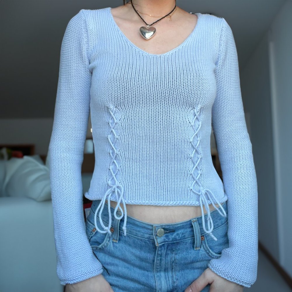 Y2K GUESS Tie Detail Knit Sweater Size S
